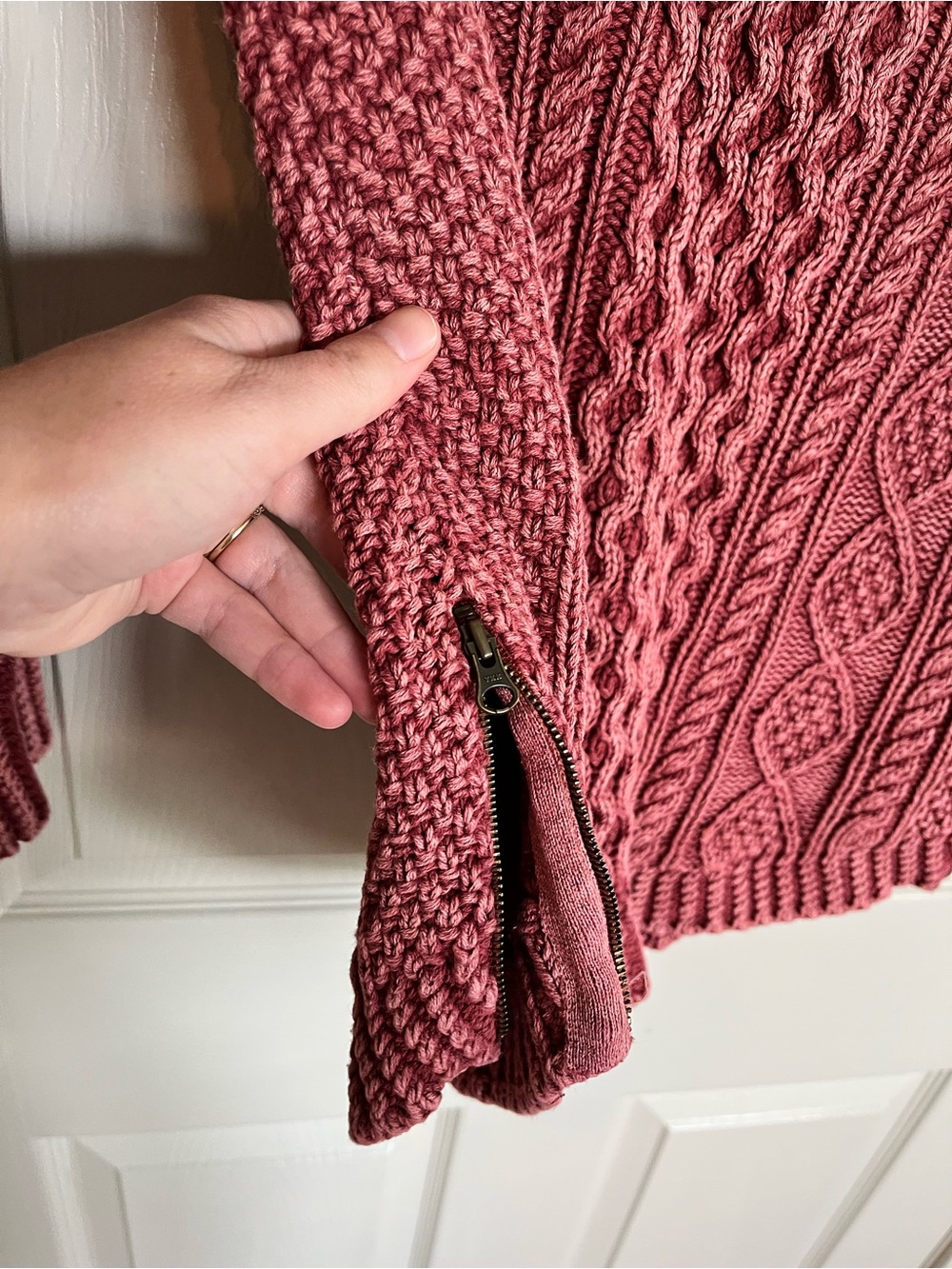 L.L. Bean Cable Knit Crewneck Sweater in Dusty Rose - Picture 3 of 5